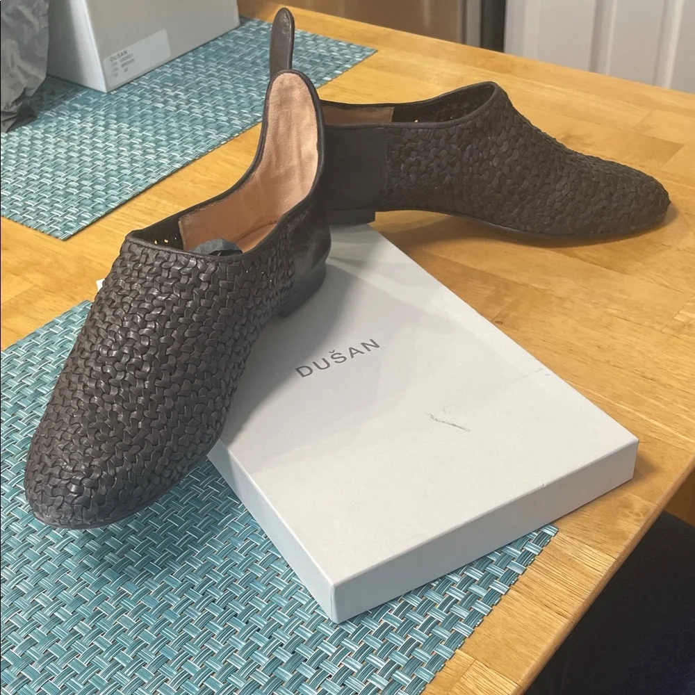 Dusan Women's Dark Brown Woven Flats - Picture 1 of 4